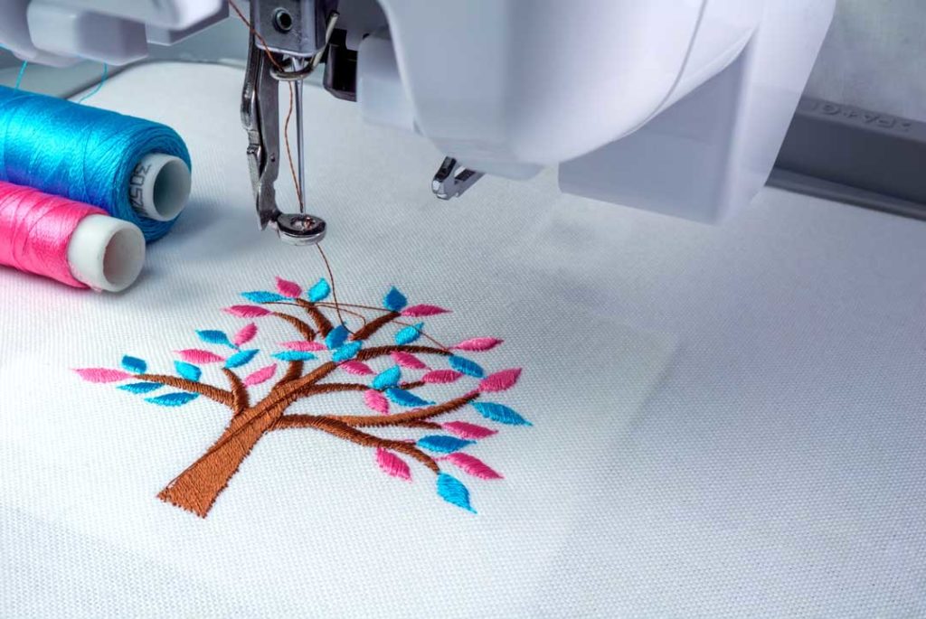 Close Up Picture Workspace Of Embroidery Machine Show Embroider